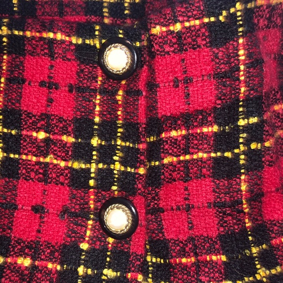 Vintage Red Plaid Tweed Miniskirt - Picture 3 of 4